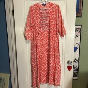 NWT Ro's Garden Anthropology Classic Long Kurta Dresden Print Caftan 016643